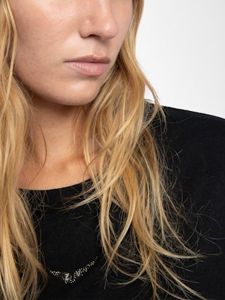 Marta T-shirt - Short-sleeved t-shirt with rhinestone wings on the front.