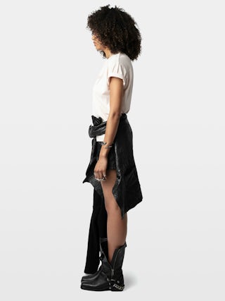 Tommer Love - Short-sleeved t-shirt with flocked "Love Yourself" message adorned with rhinestones.