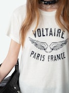 Walk Voltaire Wings T-shirt - Short-sleeved ecru T-shirt with Voltaire print and wings on the front.