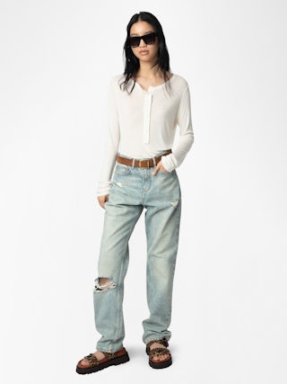 T-shirt Blair - T-shirt à manches longues avec fermeture boutonnée et ailes sur le devant.