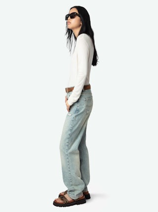 Blair T-shirt - Long-sleeved t-shirt with button fastening and wings on the front.