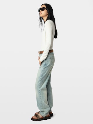 Blair T-shirt - Long-sleeved t-shirt with button fastening and wings on the front.