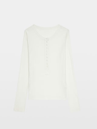 Blair T-shirt - Long-sleeved t-shirt with button fastening and wings on the front.