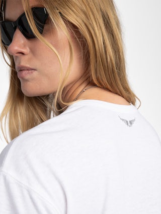 Marta T-shirt - White short-sleeve T-shirt with signature crystal wings on the back.
