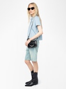 Mirta Polo - Short-sleeved cropped polo with embroidered wings on the front.