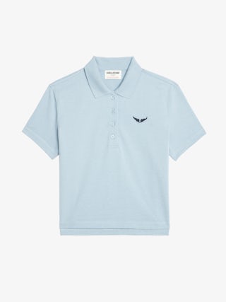 Mirta Cropped Polo Shirt - Short-sleeved cropped polo with embroidered wings on the front.