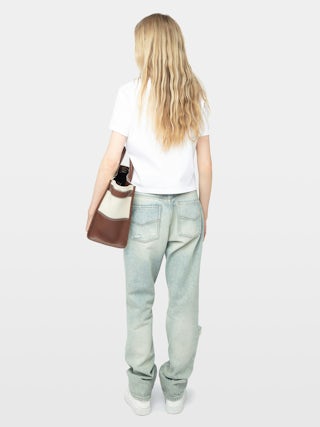 Mirta Cropped Polo Shirt - Short-sleeved cropped polo with embroidered wings on the front.