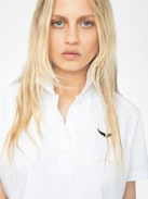 Mirta Polo - Short-sleeved cropped polo with embroidered wings on the front.