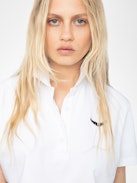 Mirta Polo - Short-sleeved cropped polo with embroidered wings on the front.