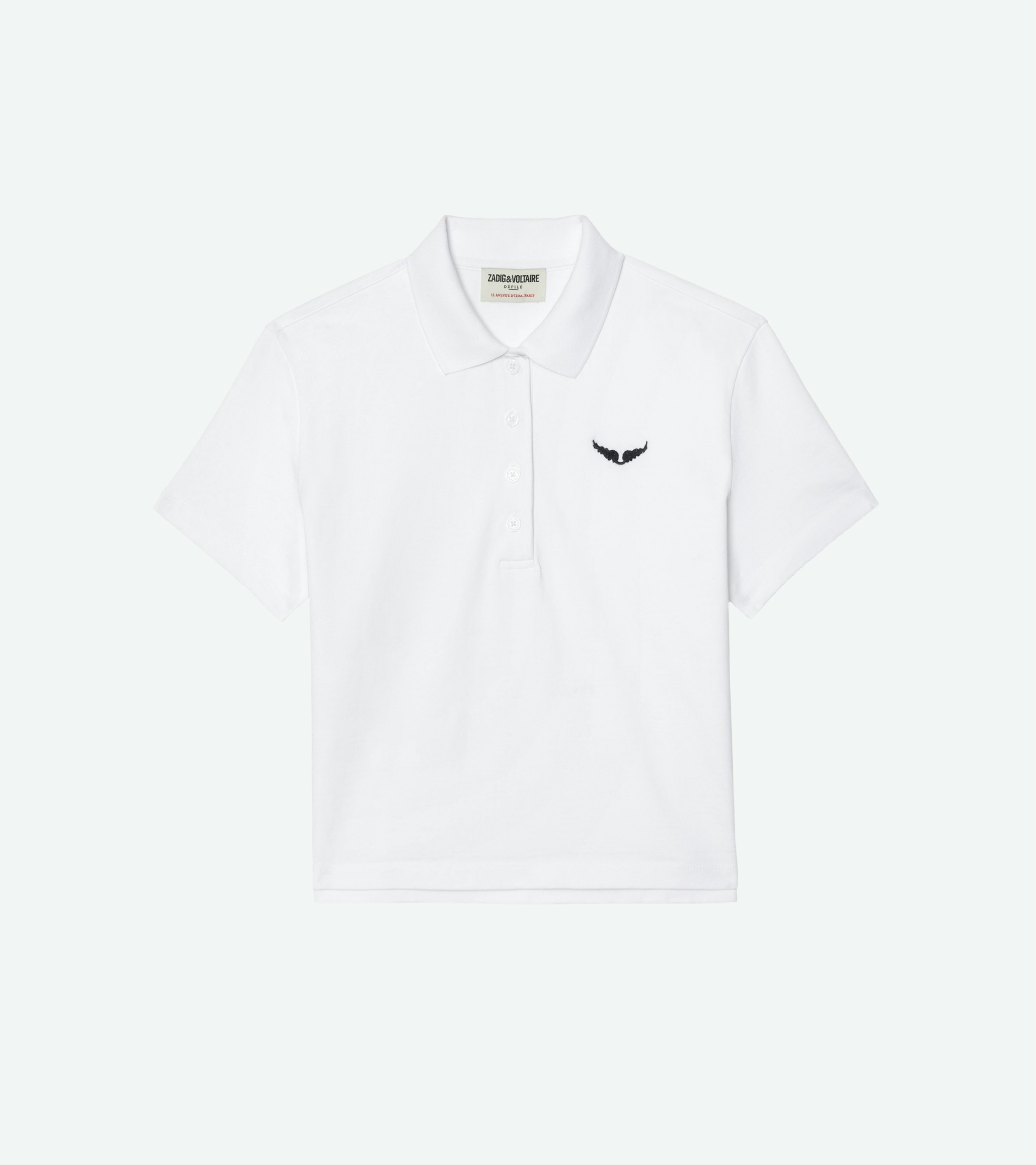 売れ筋商品|||ザディグ エ ヴォルテール Tシャツ レディース トップス MIRTA WINGS - Polo shirt - white Mirta Short Cotton Polo in White | Zadig&Voltaire