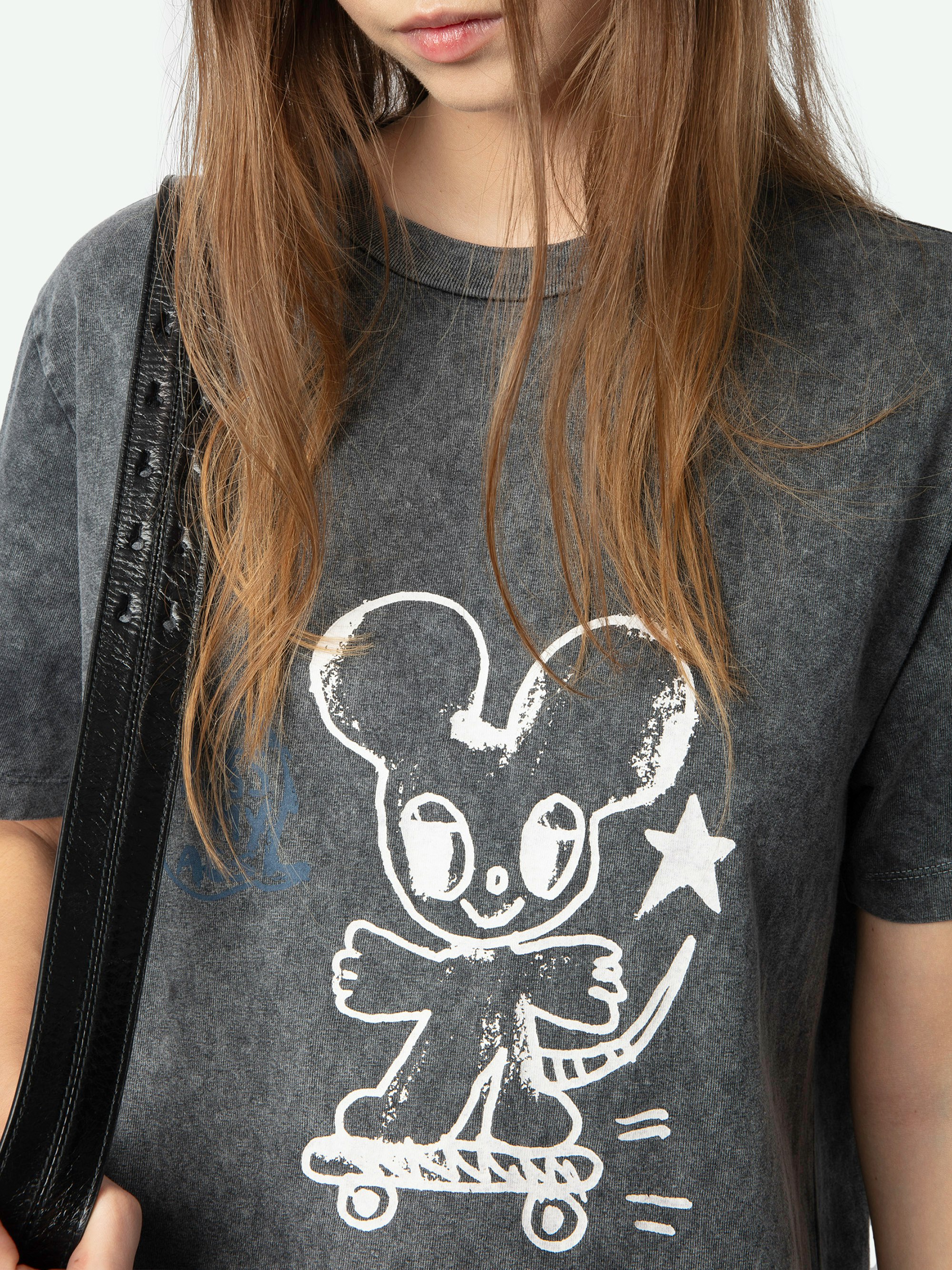 ZADIG & VOLTAIRE エトウィン Tシャツ JWTS02805 21 Oversized Mouse Print Gray T-shirt | Zadig&Voltaire
