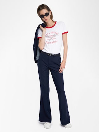 T-shirt Woos - T-shirt manches courtes contrasté avec imprimé et strass à l'avant.