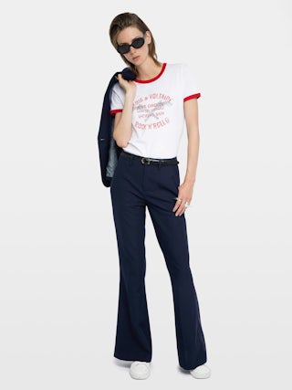 T-shirt Woos - T-shirt manches courtes contrasté avec imprimé et strass à l'avant.