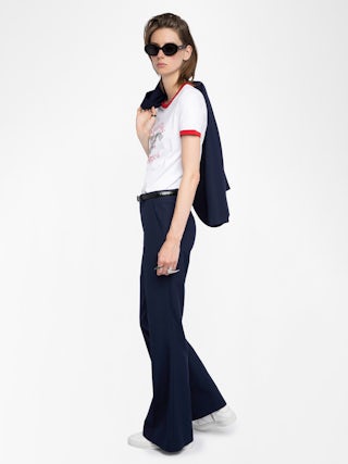 T-shirt Woos - T-shirt manches courtes contrasté avec imprimé et strass à l'avant.