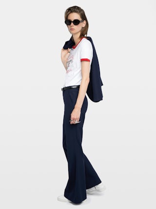 T-shirt Woos - T-shirt manches courtes contrasté avec imprimé et strass à l'avant.