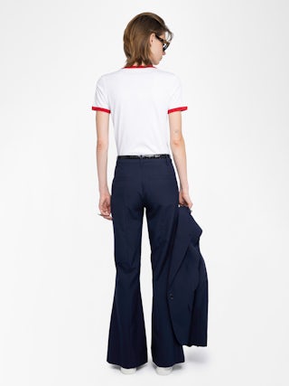 T-shirt Woos - T-shirt manches courtes contrasté avec imprimé et strass à l'avant.