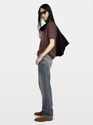 T-shirt Edwin - T-shirt ample manches courtes avec strass et imprimé.