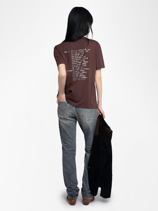 Edwin T-shirt - Loose-fitting short-sleeved T-shirt with rhinestones and print.