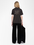 T-shirt Edwin - T-shirt oversize a maniche corte con stampa fotografica e strass sul davanti e sul retro.