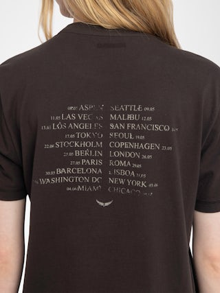 Edwin T-shirt - Oversized short-sleeved T-shirt with photoprint and rhinestones on front and back.