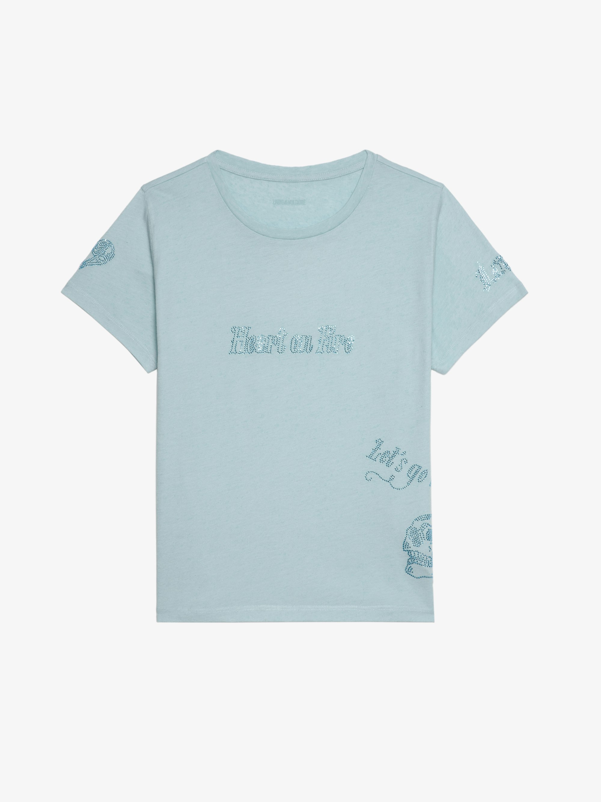 Alys T-shirt - Short-sleeved T-shirt with multi-custom rhinestones.