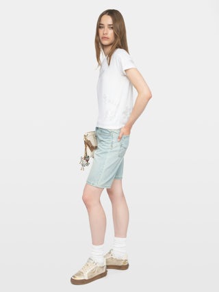 Alys T-shirt - Short-sleeved T-shirt with multi-custom rhinestones.