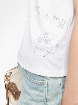 Alys T-shirt - Short-sleeved T-shirt with multi-custom rhinestones.