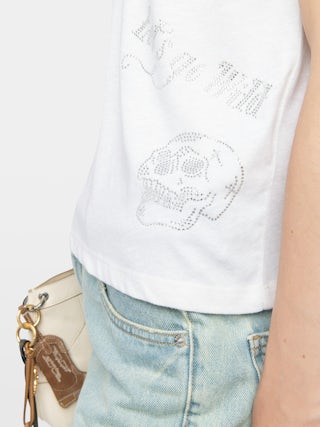 Alys T-shirt - Short-sleeved T-shirt with multi-custom rhinestones.