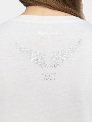 Alys T-shirt - Short-sleeved T-shirt with multi-custom rhinestones.