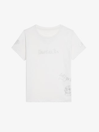 Alys T-shirt - Short-sleeved T-shirt with multi-custom rhinestones.