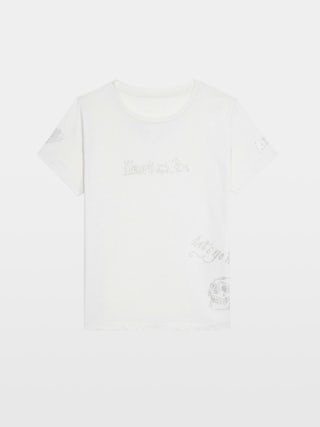 Alys T-shirt - Short-sleeved T-shirt with multi-custom rhinestones.