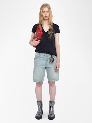 Story T-shirt - Short-sleeved T-shirt with fishnet back.