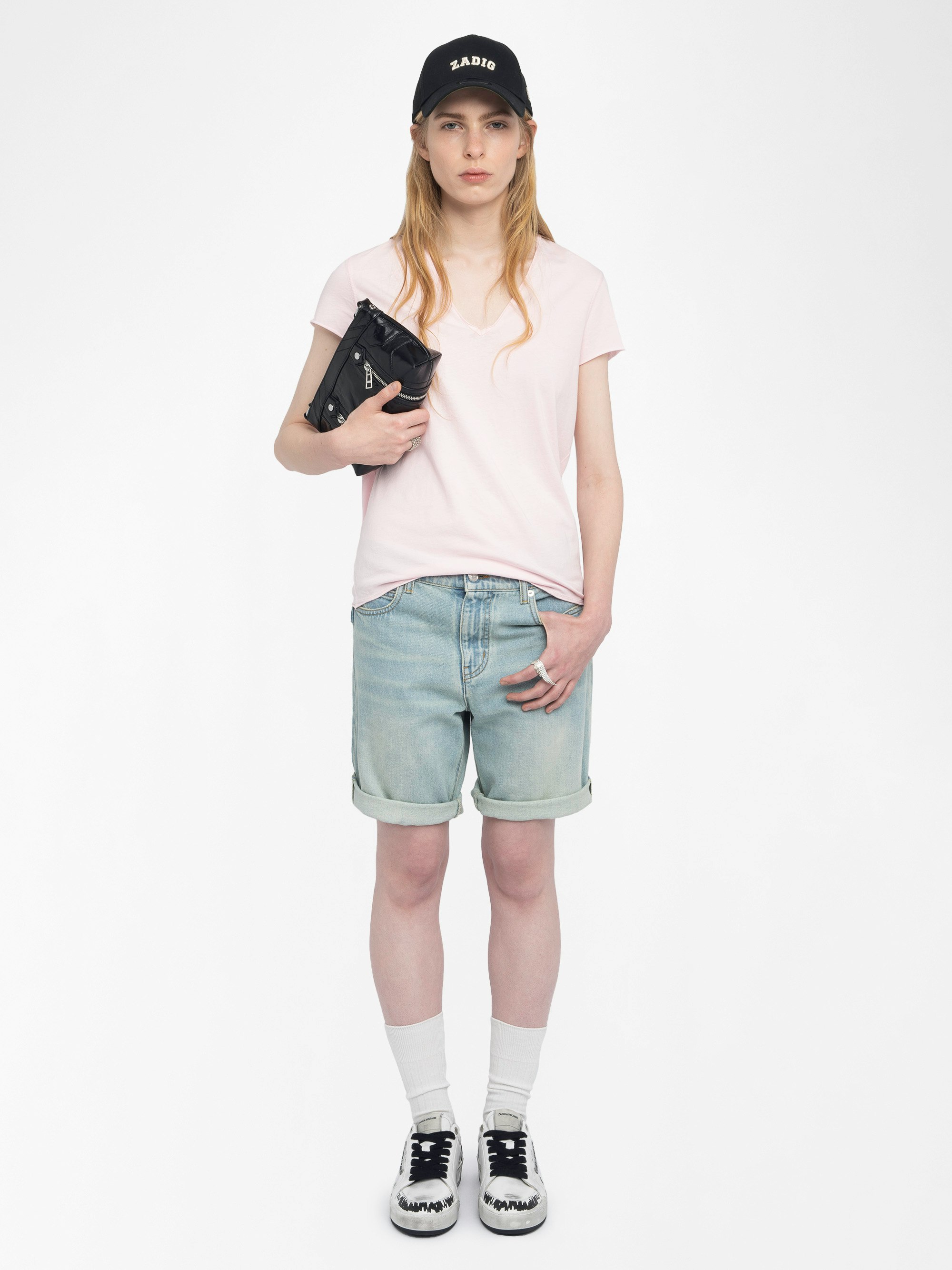 T-shirt Story - Short-sleeved T-shirt with fishnet back.