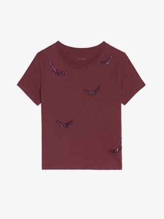 Alys T-shirt - Short-sleeved T-shirt with round neck and wing embroideries.