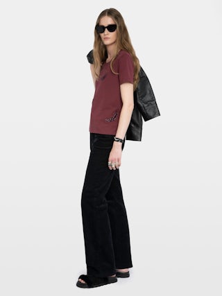 Alys T-shirt - Short-sleeved T-shirt with round neck and wing embroideries.