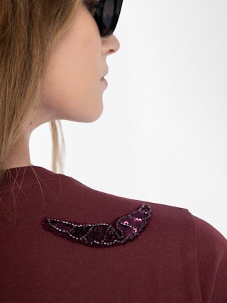 Alys T-shirt - Short-sleeved T-shirt with round neck and wing embroideries.