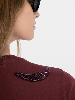 Alys T-shirt - Short-sleeved T-shirt with round neck and wing embroideries.