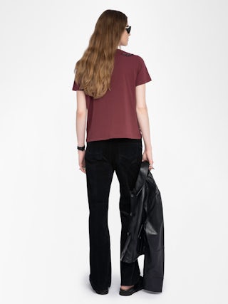 Alys T-shirt - Short-sleeved T-shirt with round neck and wing embroideries.