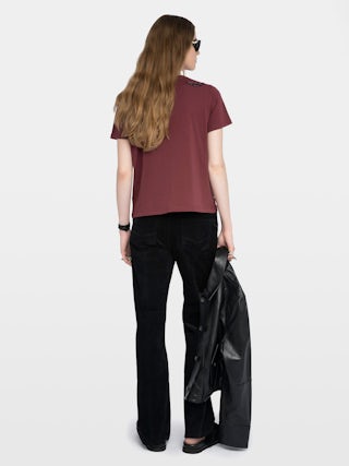 Alys T-shirt - Short-sleeved T-shirt with round neck and wing embroideries.