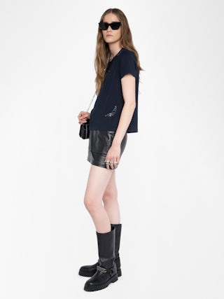 Alys T-shirt - Short-sleeved T-shirt with round neck and wing embroideries.