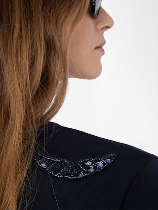 Alys T-shirt - Short-sleeved T-shirt with round neck and wing embroideries.