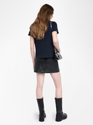 Alys T-shirt - Short-sleeved T-shirt with round neck and wing embroideries.