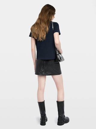 Alys T-shirt - Short-sleeved T-shirt with round neck and wing embroideries.