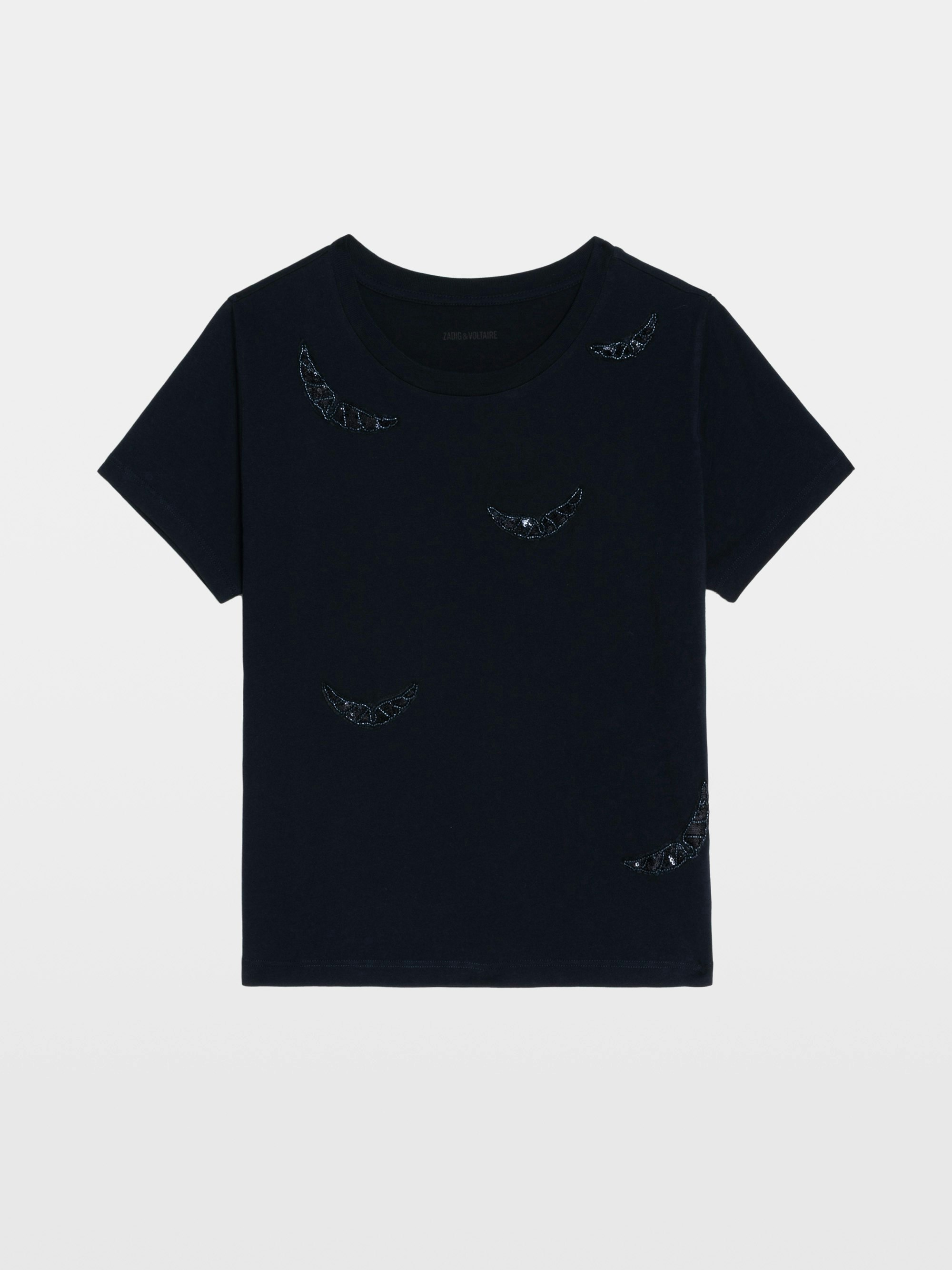 ダナンウィディヤント Edwini Cotton T-shirt in Black with Rhinestones | Zadig&Voltaire