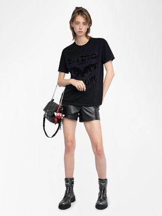 Edwin T-shirt - Loose-fitting short-sleeved t-shirt with print and rhinestones on the front.