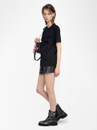 Edwin T-shirt - Loose-fitting short-sleeved t-shirt with print and rhinestones on the front.