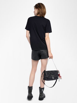 Edwin T-shirt - Loose-fitting short-sleeved t-shirt with print and rhinestones on the front.