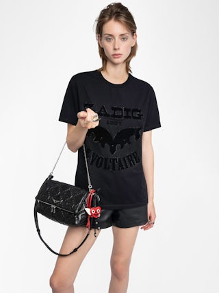 Edwin T-shirt - Loose-fitting short-sleeved t-shirt with print and rhinestones on the front.