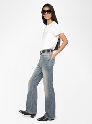 T-shirt Walk - Short-sleeved T-shirt with "Zadig" embroidery with strass on the front.