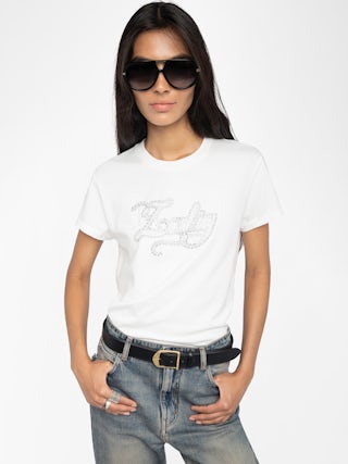 T-shirt Walk - Short-sleeved T-shirt with "Zadig" embroidery with strass on the front.